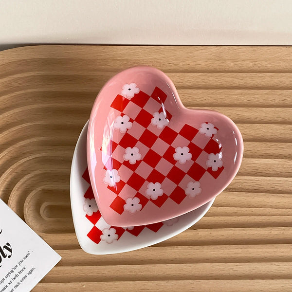 Heart Ceramic Dopamine Snack Plate